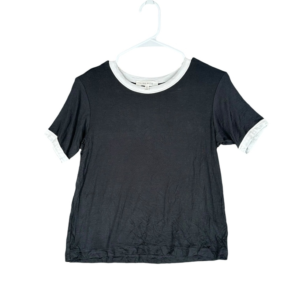 Line Blue NWOT Women’s S Small Black SS T Shirt White Trim Crew Casual Comfy